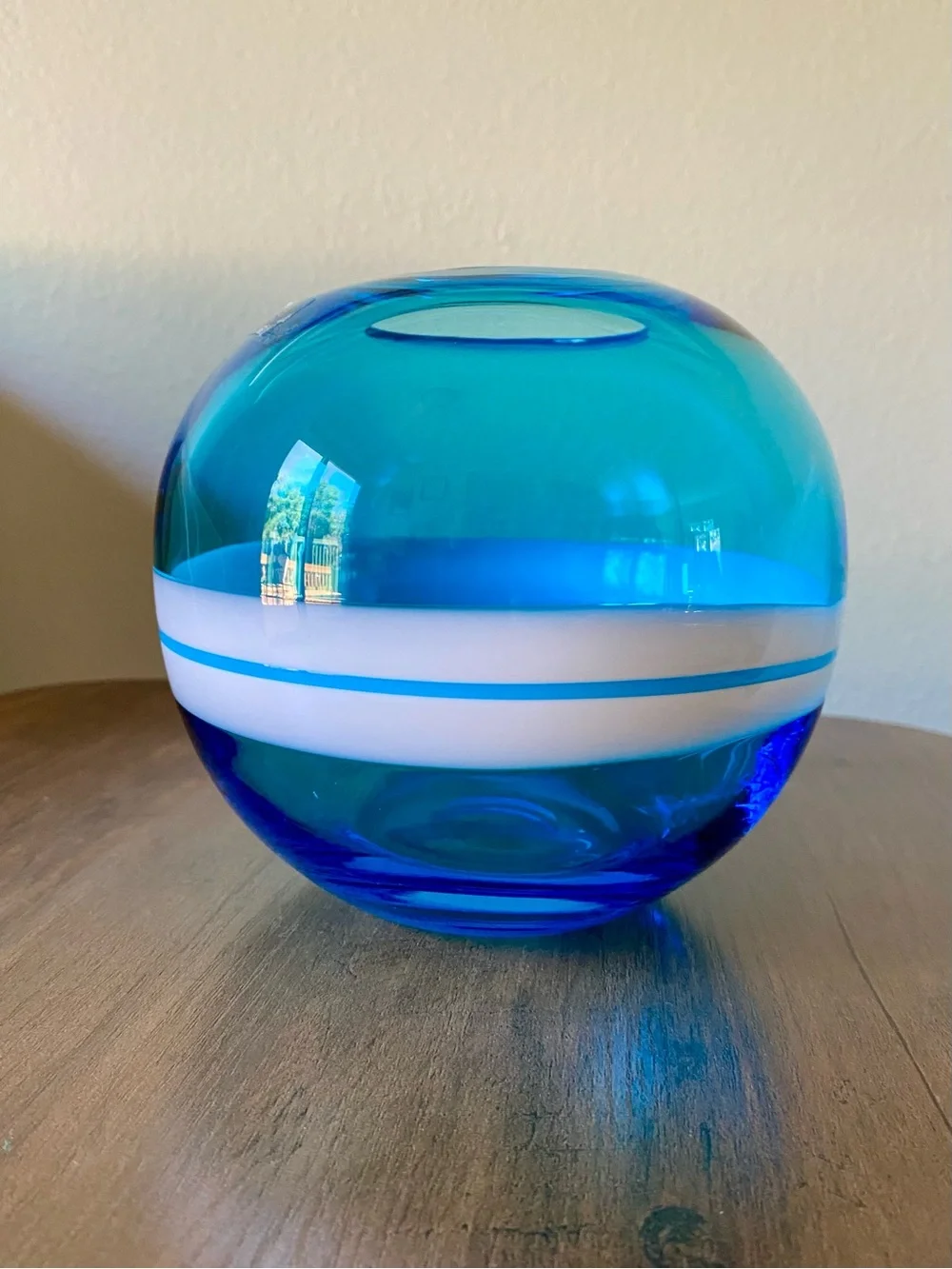 Zodax Blue Glass Round Vase